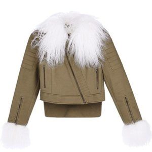 Olive Runway Shearling Jacket